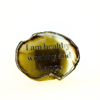 I Am Healthy Wealthy And Happy Crystal Stone Agate Coaster For Table Decoration