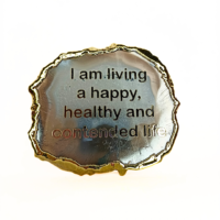 I Am Living A Happy, Healthy And Contented Life Crystal Stone Agate Coaster For Table Decoration