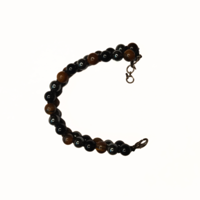 Tiger Eye And Black Obsidian Bracelet Double Layer